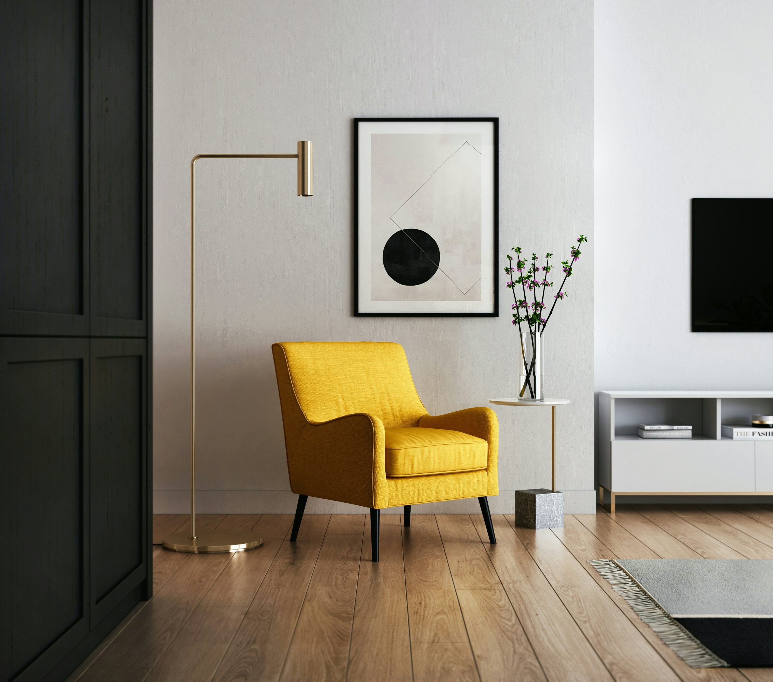 fauteuil jaune et deco sobre